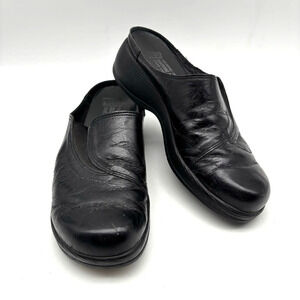 Vintage 90s Mephisto Air-Relax Black Genuine Leather Open Back Mules US8 UK5.5